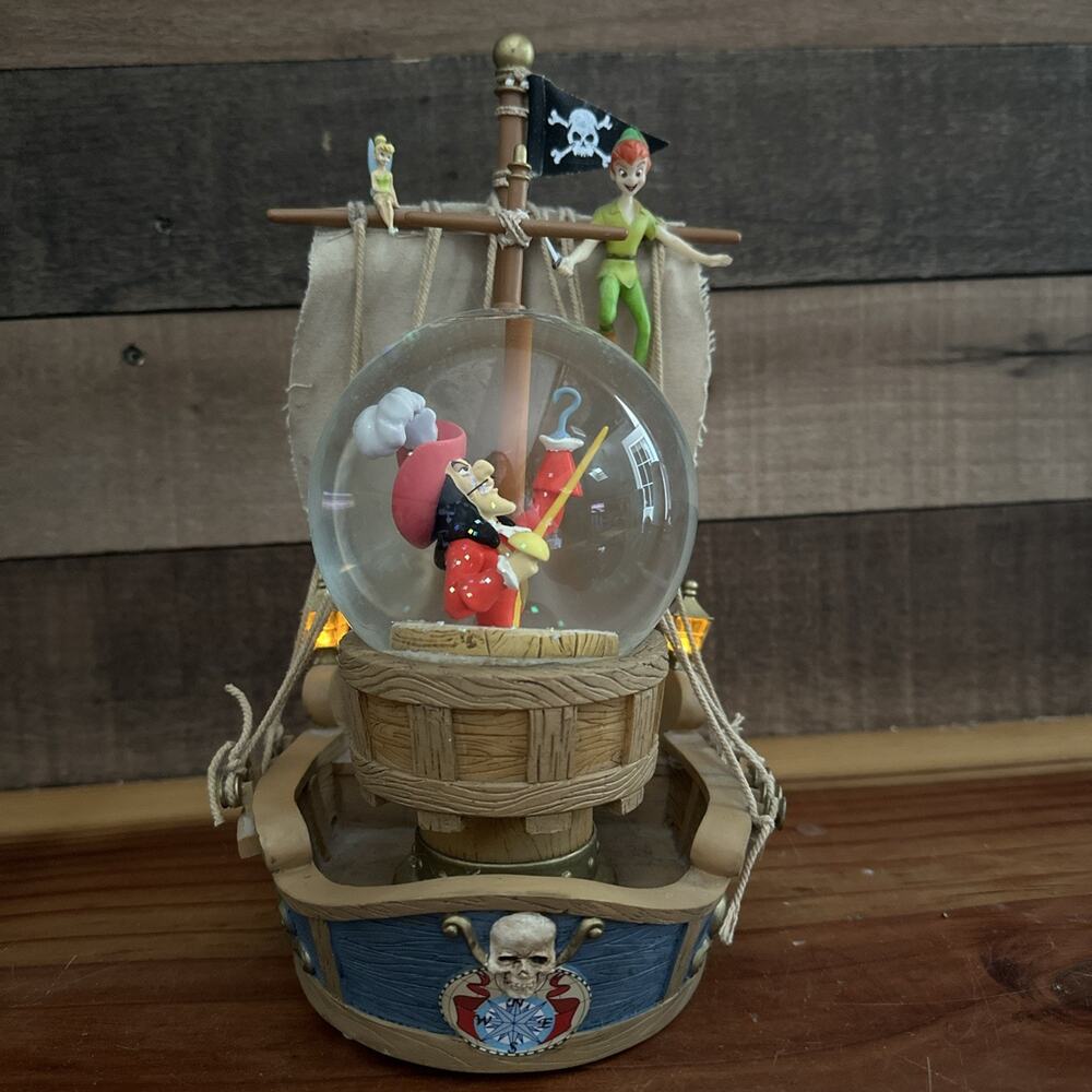 Disney Store Peter Pan's Pirate Ship Showdown Snow Globe Lights Up